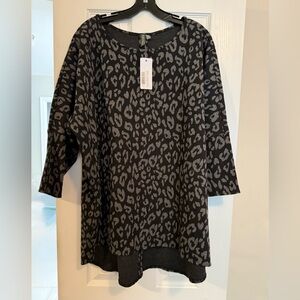 Shannon Passero Wesley Animal Leopard Print Black and Gray Women's Top